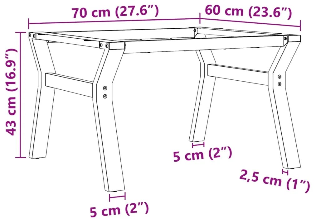 Pernas para mesa de centro estrutura em Y aço
