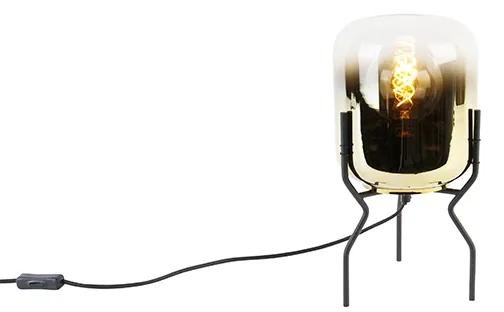 Candeeiro de mesa design preto com vidro dourado - Bliss Design