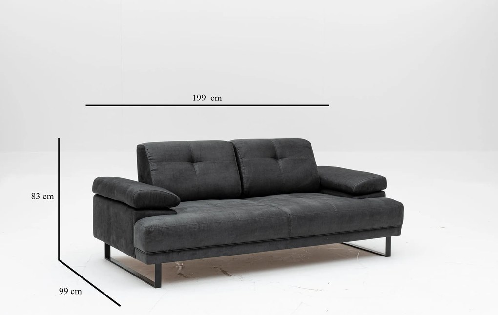 Sofá-Cama 2 Lugares Mustang – Antracite – 199x99x83 cm