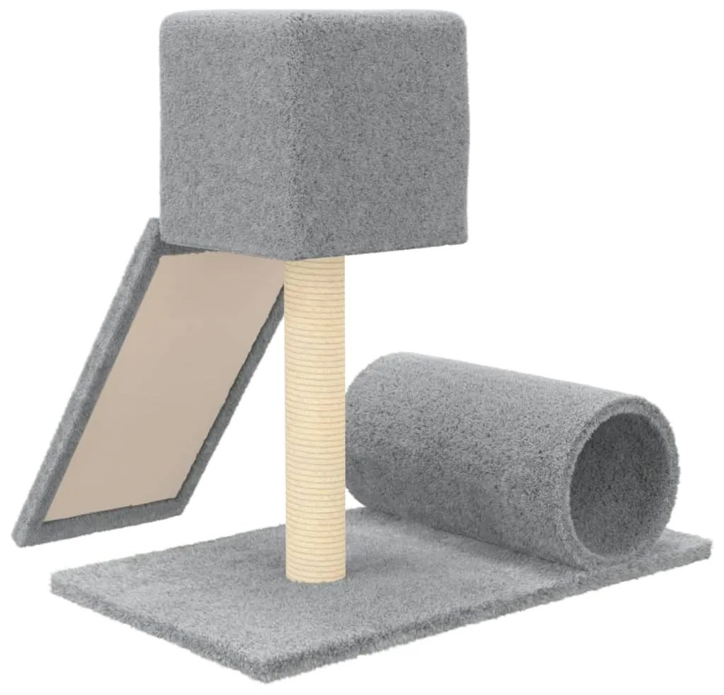 Árvore p/ gatos c/ poste arranhador sisal 59 cm cinzento-claro