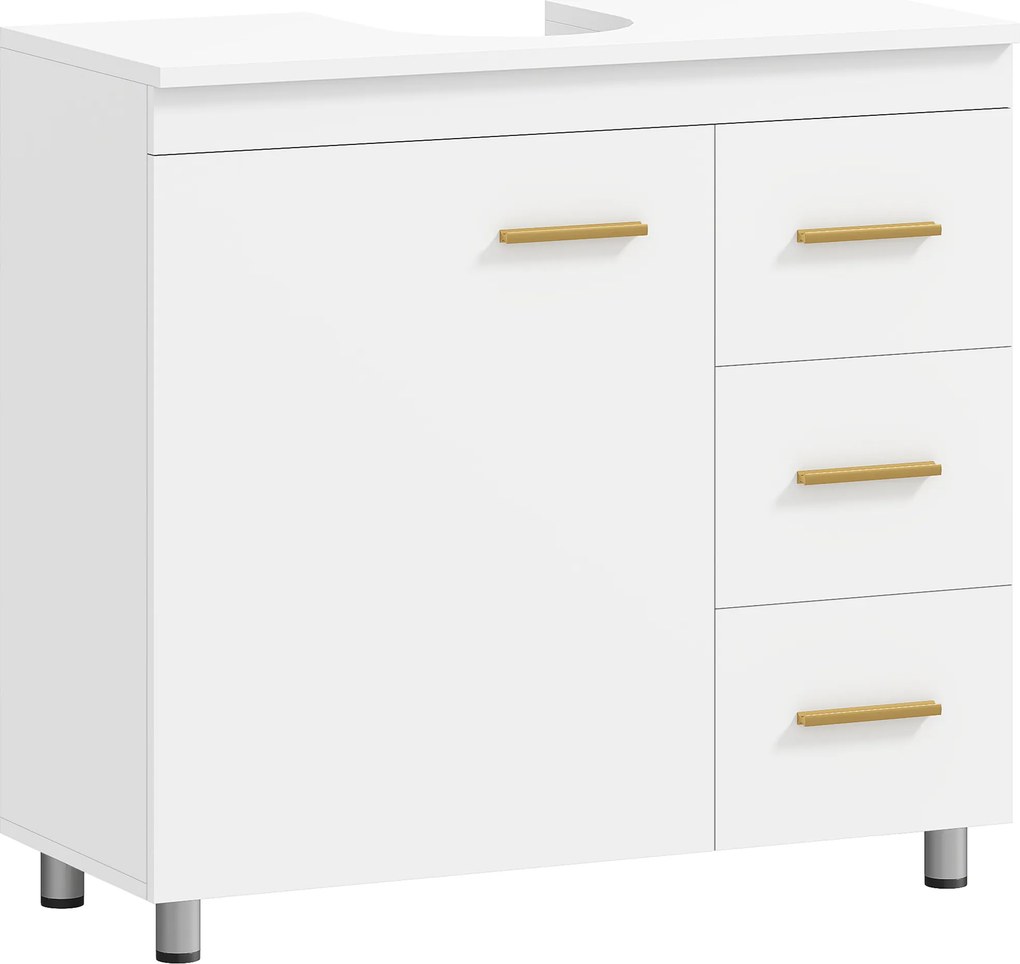 HOMCOM Móvel inferior para banheiro, design em 3 níveis, MDF, aglomerado, branco | Aosom Portugal