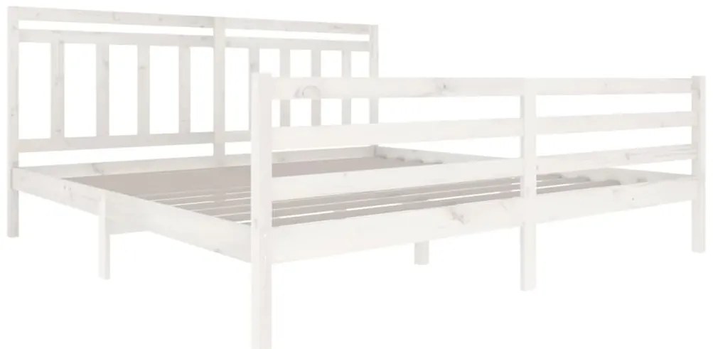Estrutura de cama 200x200 cm madeira maciça branco