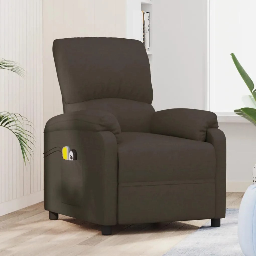 vidaXL Poltrona de massagens elétrica tecido castanho-escuro