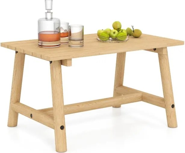 Mesa de jardim em madeira maciça retangular 90 x 55 x 50 cm Natural