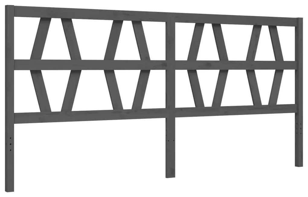 Estrutura de cama com cabeceira 200x200 cm madeira maciça cinza