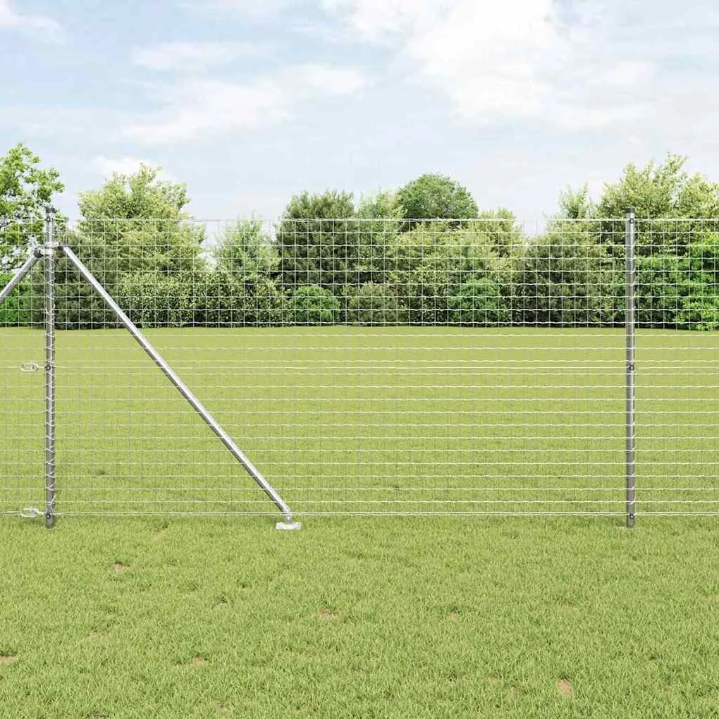 vidaXL Cerca Europeia com 7 postes espigados, 1x10 m, em aço galvanizado