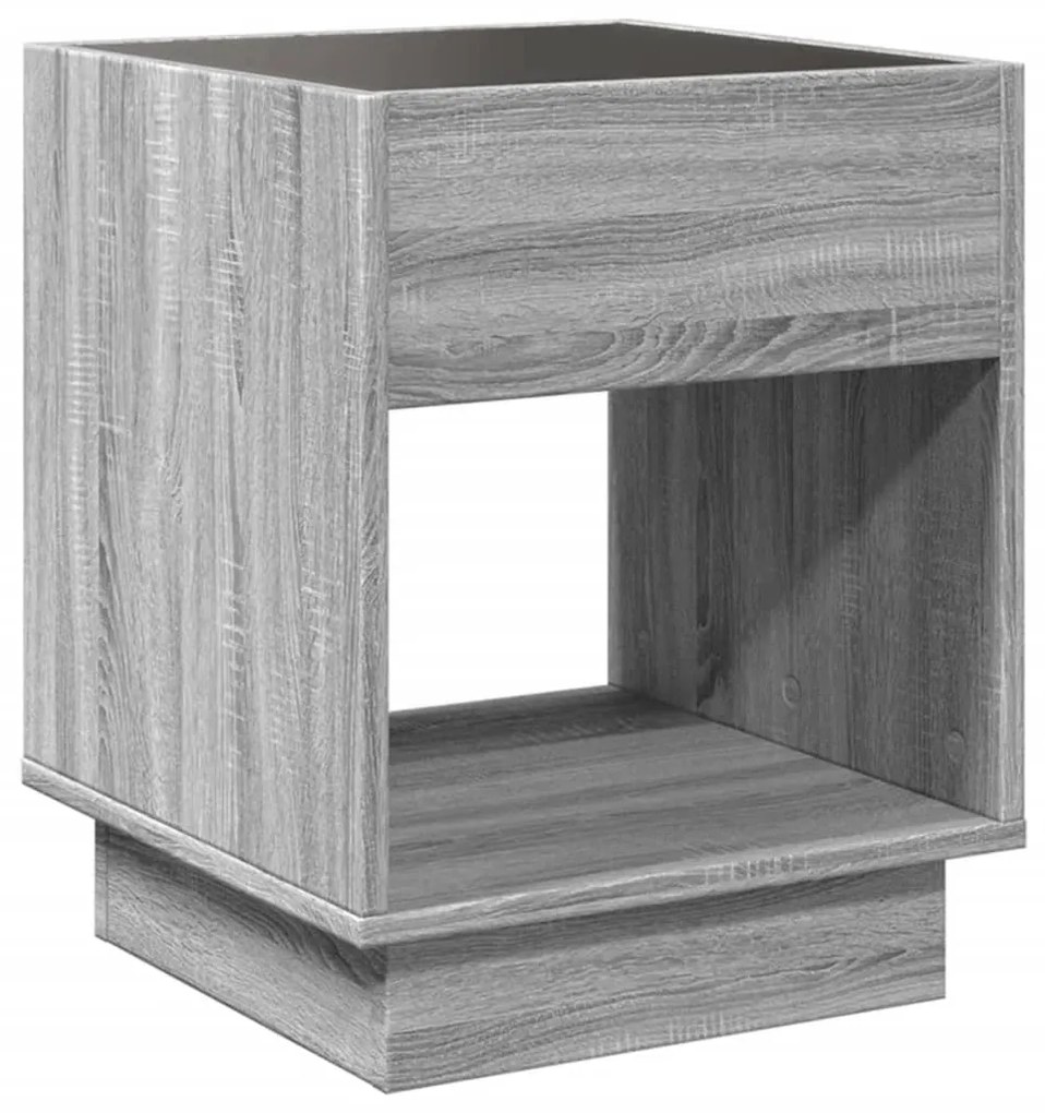 Mesa de cabeceira c/ LED Infinity 40x40x50 cm cinzento sonoma