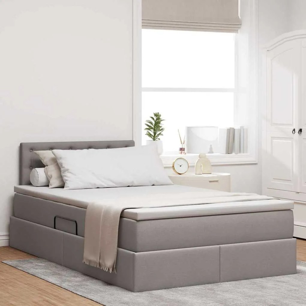 vidaXL Cama com arrumação e LED Cinzento-acastanhado 120 x 190 cm