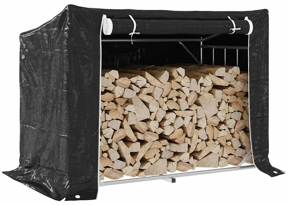 vidaXL Rack de lenha tampa de chuva 151x80,5x110,5 cm aço galvanizado