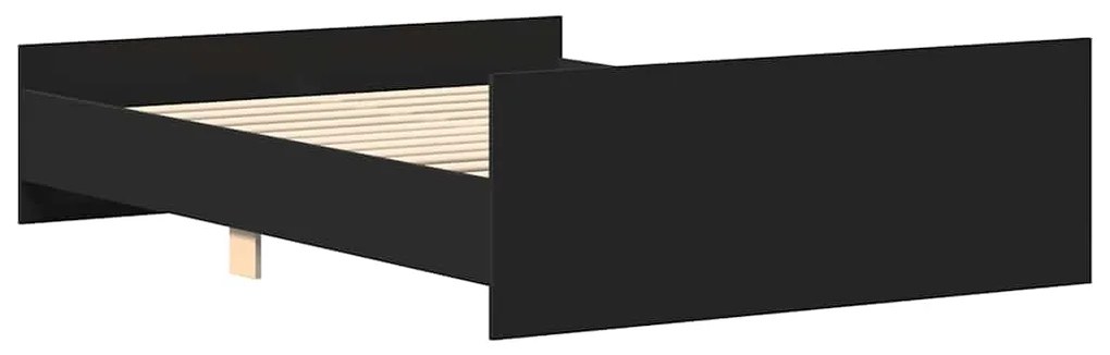 Estrutura de cama com cabeceira e pés 120x190 cm preto