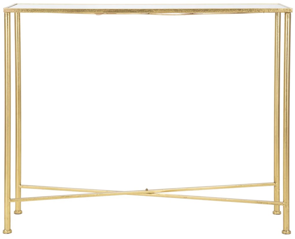 MESA DE CONSOLA VIDRO 100X35X80 CM DOURADO