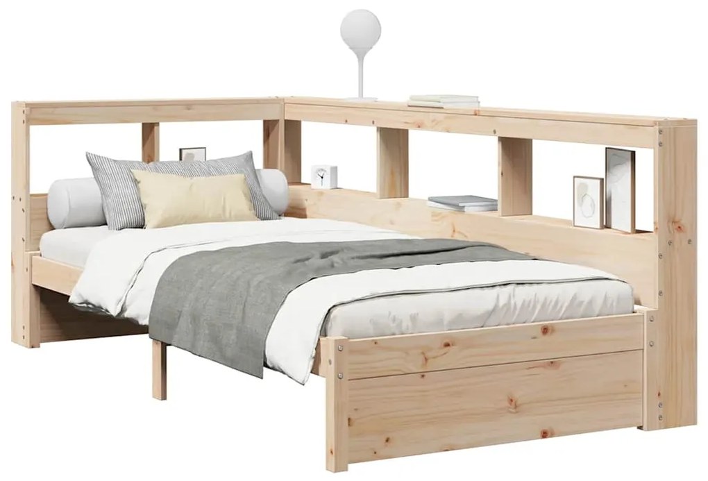 Cama com estante sem colchão 75x190 cm pinho maciço
