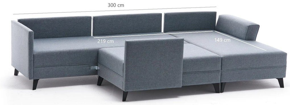 Sofá-Cama de Canto Eris – Castanho – 300 x 78 x 202 cm
