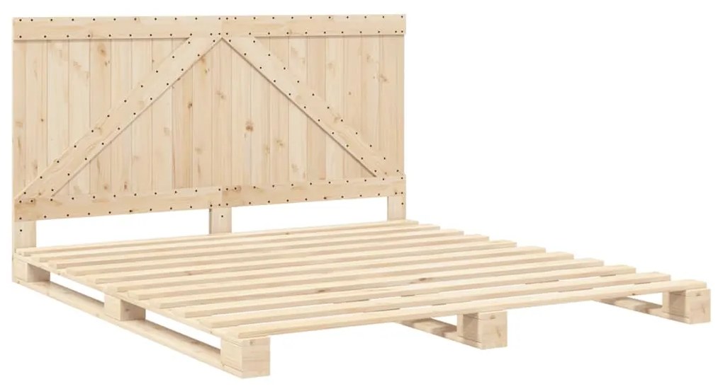 Estrutura de cama com cabeceira 200x200 cm pinho maciço