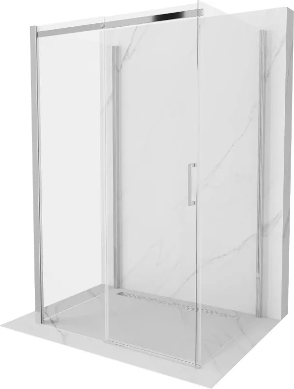 Mexen Omega-3S cabine de duche de 3 paredes, deslizante 130 x 80 cm, transparente, cromado - 825-130-080-01-00-3S
