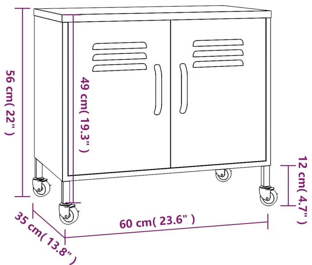 Armário de arrumação aço 60x35x56 cm antracite