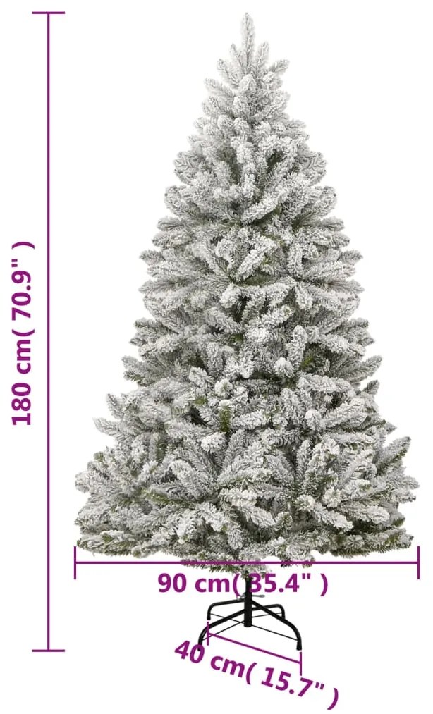 Árvore de Natal artificial articulada c/ flocos de neve 180 cm