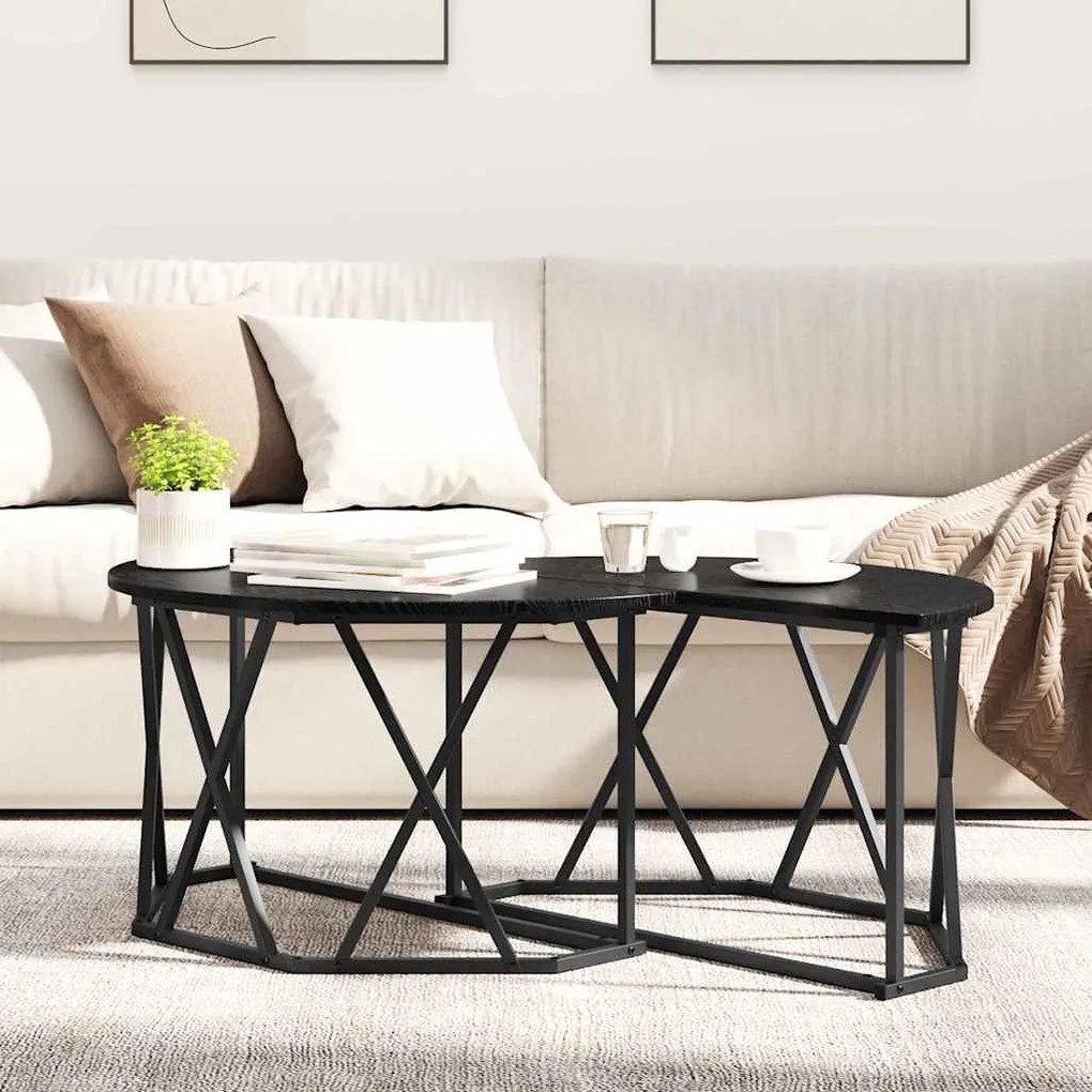 Mesa de Centro vidaXL Preta de Carvalho 80x80x42 cm em Madeira de Enge