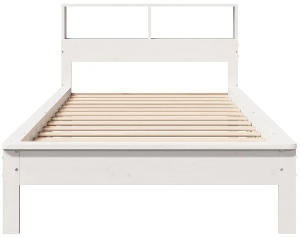 Cama com estante sem colchão 90x200 cm pinho maciço branco