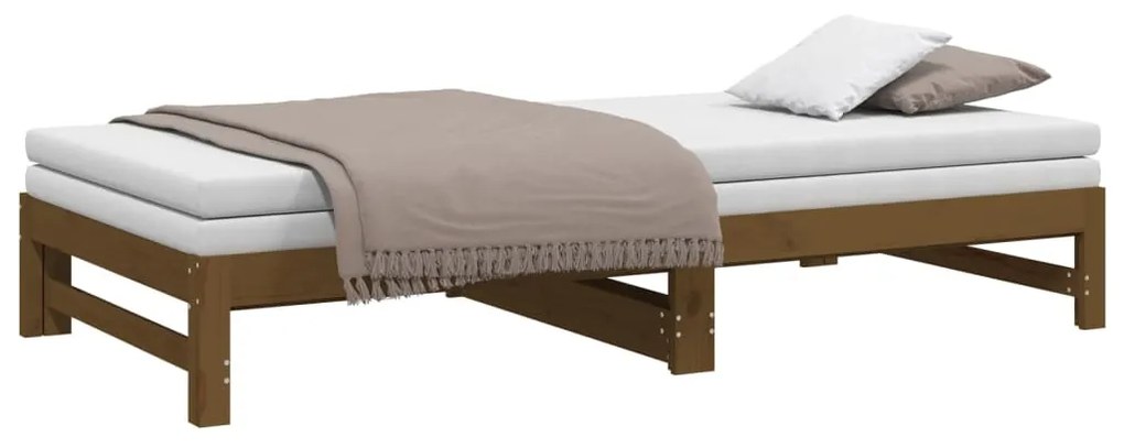 Sofá-cama de puxar 2x(100x200) cm pinho maciço castanho-mel