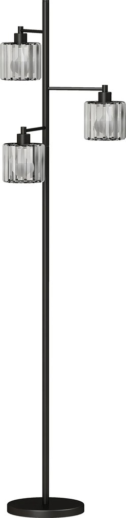 HOMCOM Luminária de Chão 40W, 3 Lâmpadas LED E27, Controle Remoto Magnético, Dimmer, 3 Temperaturas de Cor, Preto | Aosom Portugal