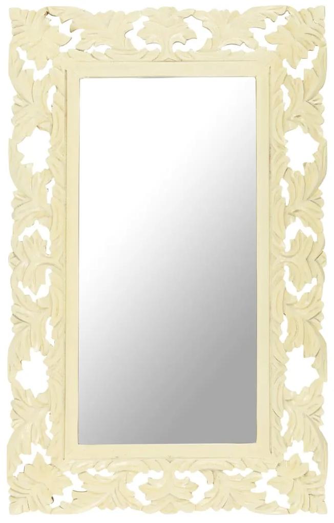 321642 vidaXL Espelho esculpido à mão 80x50 cm mangueira maciça branco