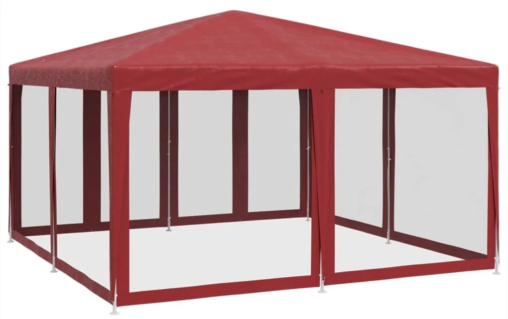 Tenda p/ festas c/ 8 paredes laterais malha 4x4 m PEAD vermelho