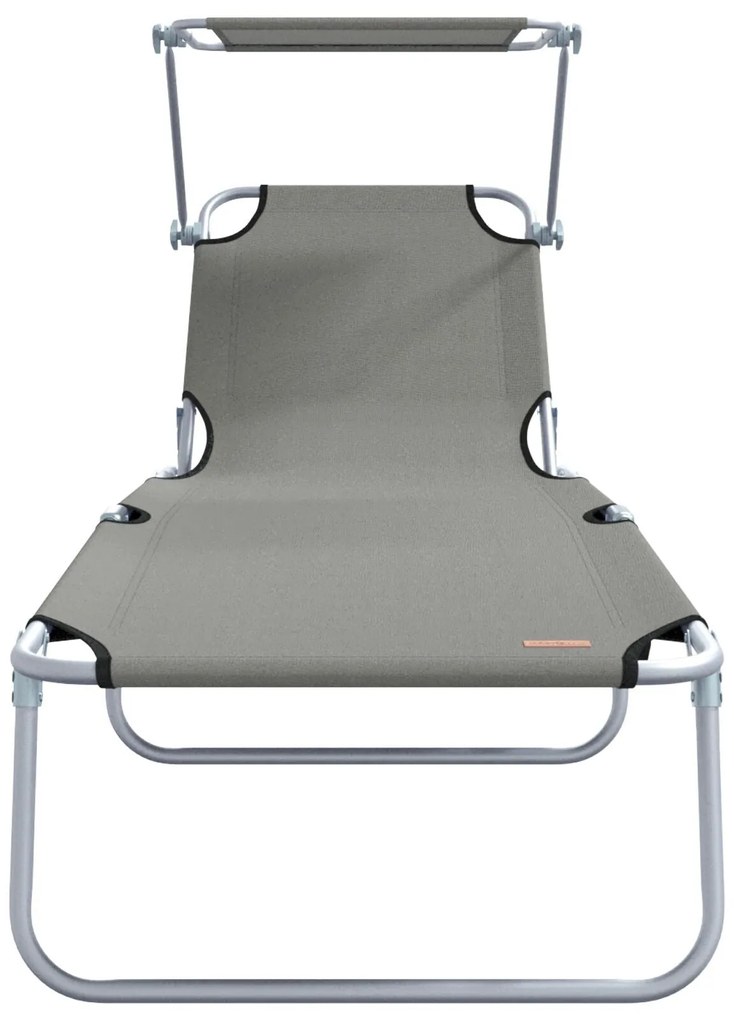 Espreguiçadeiras dobráveis 2 pcs com toldo em tecido Oxford cinza 600D