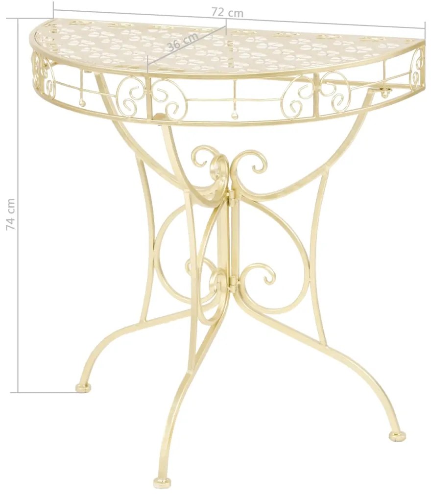 Mesa de apoio vintage semicircular metal 72x36x74 cm dourado