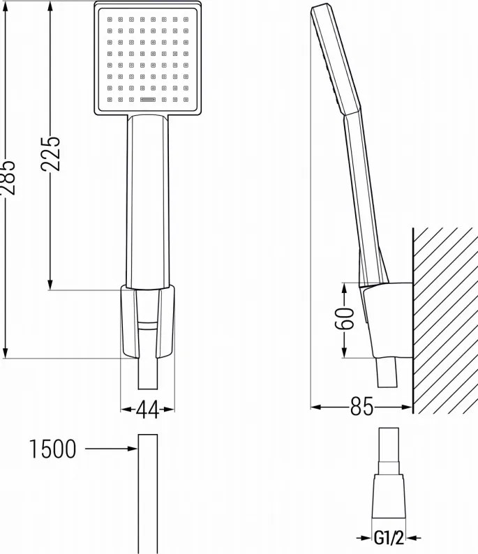 Mexen R-45 conjunto de duche de parede, preto - 785455052-70