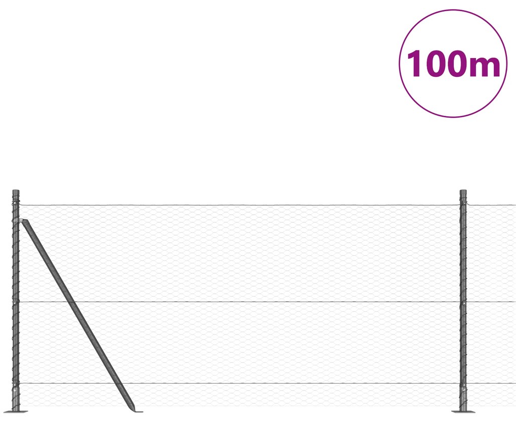 Cerca Hexagonal Cinza 1x100 m Aço