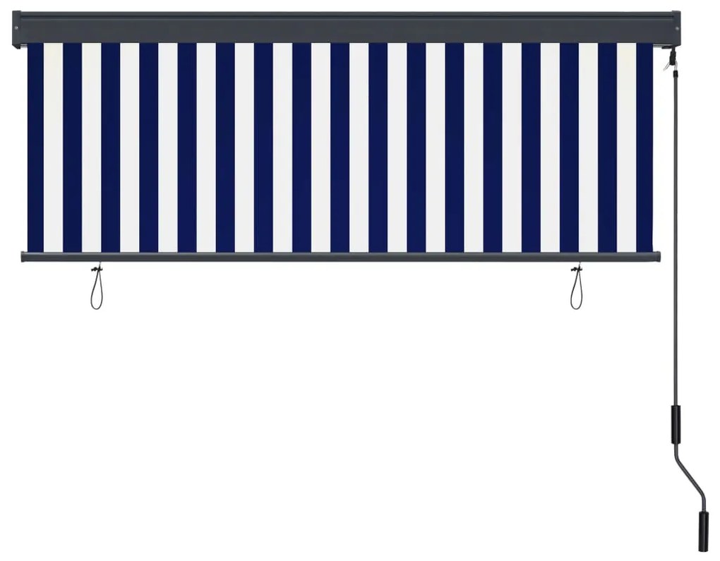 Estore de rolo para exterior 160x250 cm azul e branco