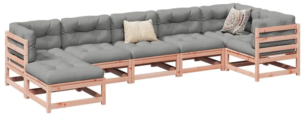 vidaXL 7 pcs conjunto sofás jardim madeira abeto-de-douglas