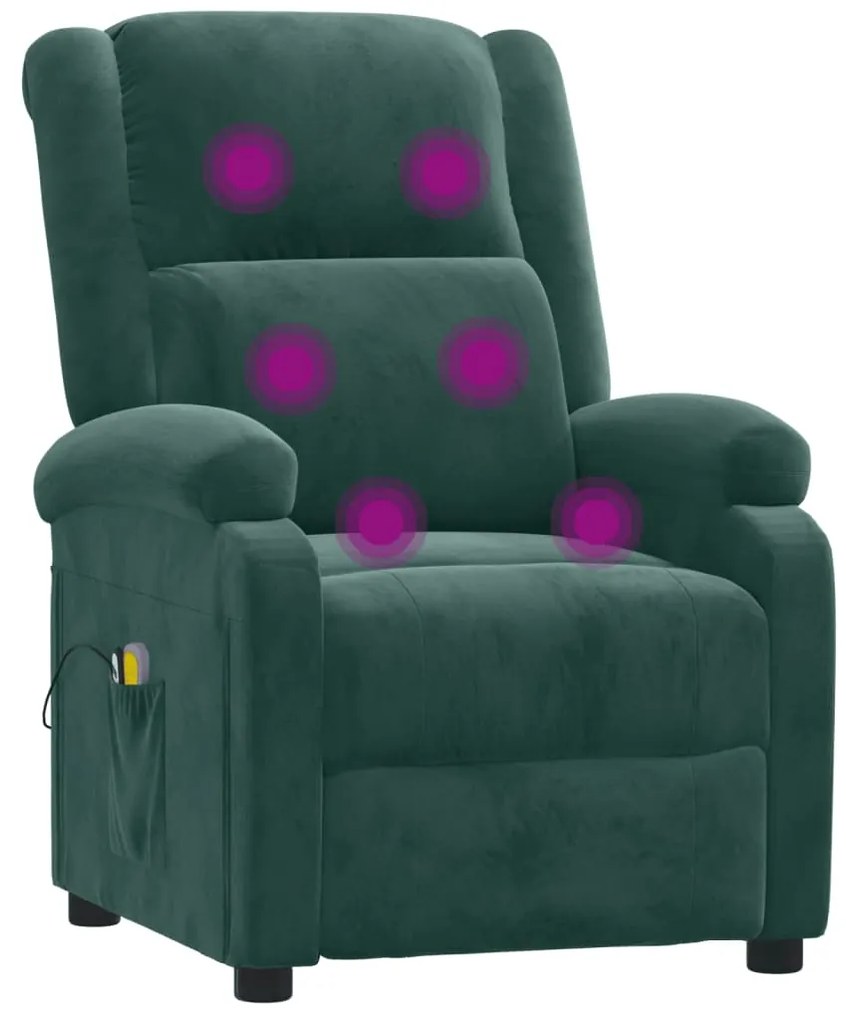 Poltrona de massagens elétrica veludo verde-escuro