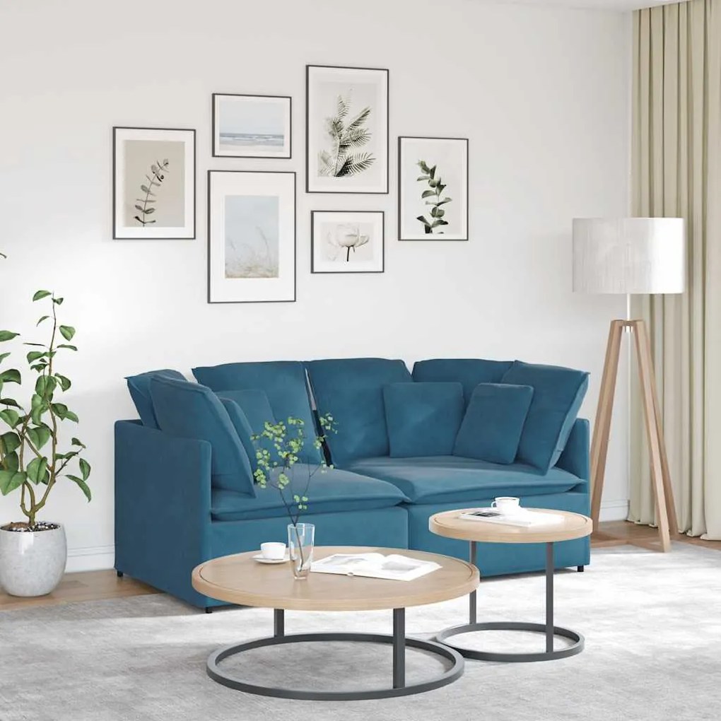 vidaXL Sofá modular com almofadas veludo azul