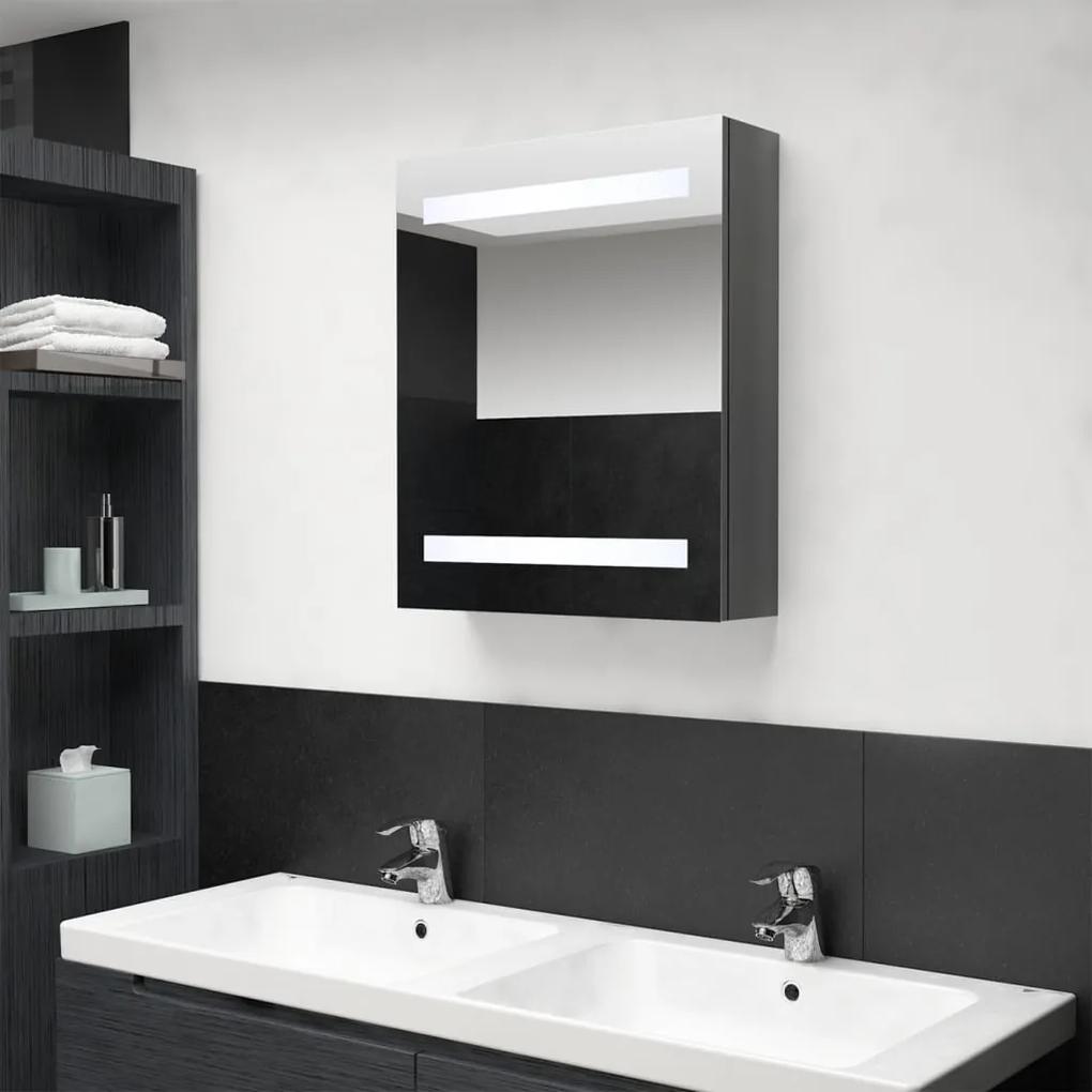 326483 vidaXL Armário espelhado casa de banho LED 50x14x60 cm cinza brilhante