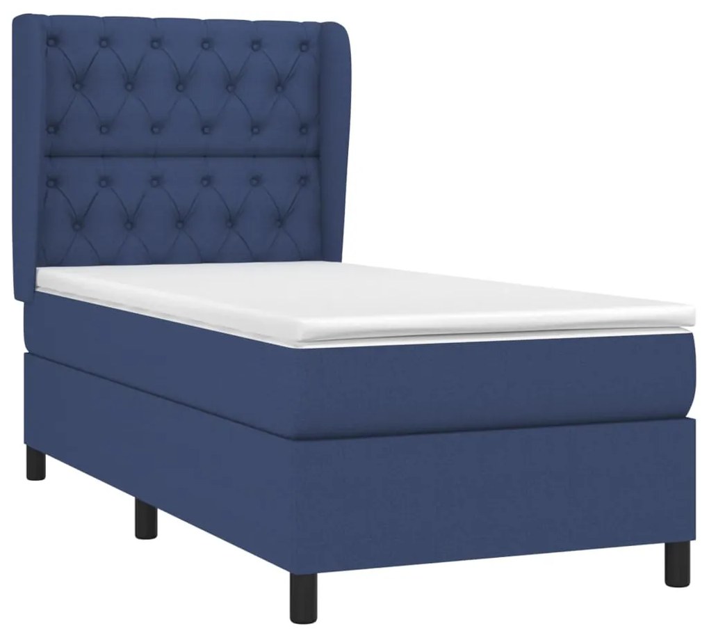 Cama com molas/colchão 80x200 cm tecido azul