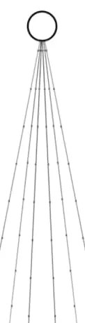 Árvore de Natal mastro de bandeira 108 LEDs 180cm branco quente