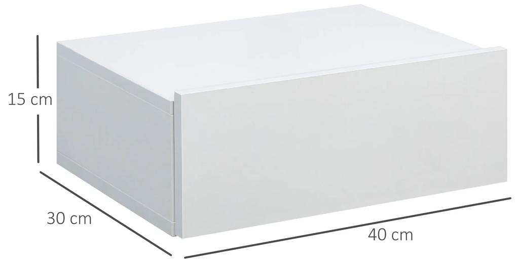 Conjunto de 2 Mesas de Cabeceira com 1 Gaveta Desenho Montado na Parede Estilo Moderno para Dormitório 40x30x15cm Branco
