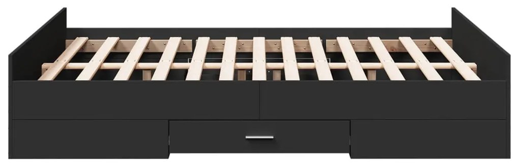 Estrutura de cama c/ gavetas 140x190 cm derivados madeira preto