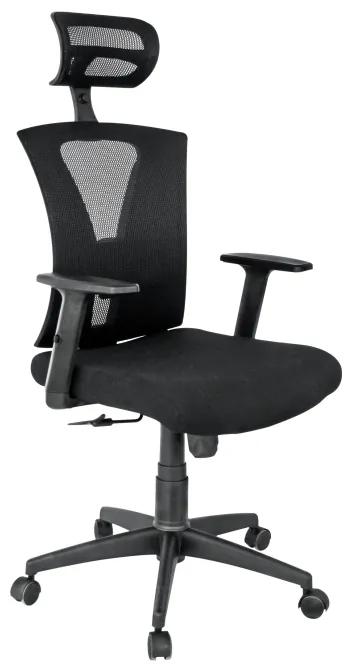 Cadeira de escritório SHANGHAI, ergonómica, rede preta, assento tecido preto