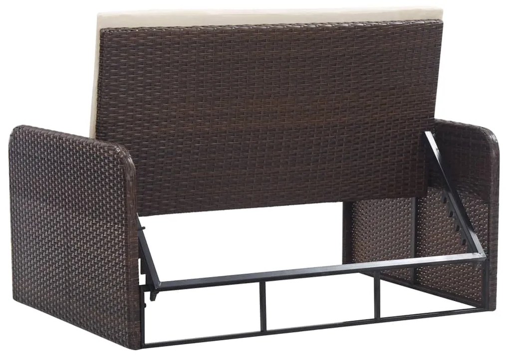 2 pcs conjunto lounge jardim c/ almofadões vime PE castanho