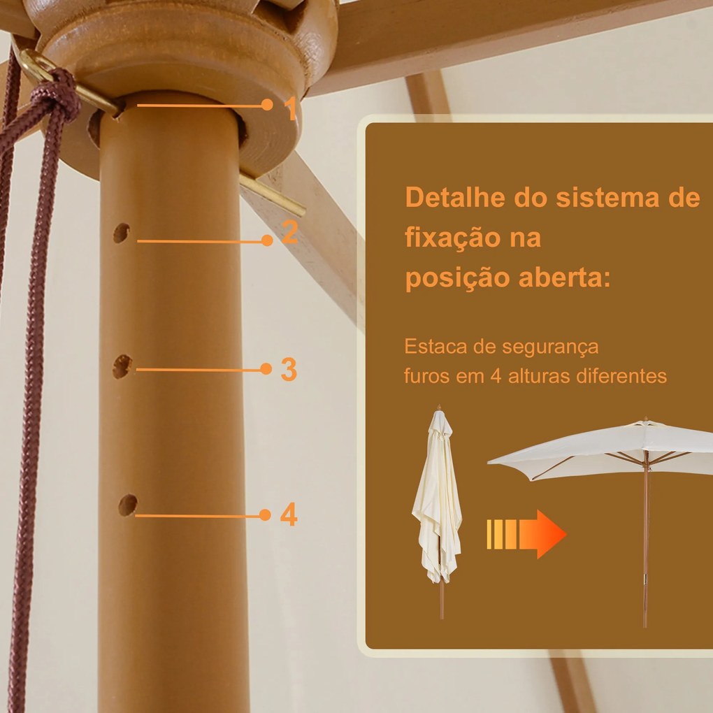 Chapéu de Sol de Jardim com Sistema de Polia Teto Ventilado e Mastro d