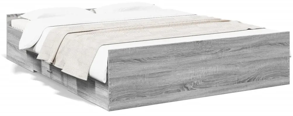 vidaXL Estrutura de cama c/ gavetas derivados madeira cinza sonoma
