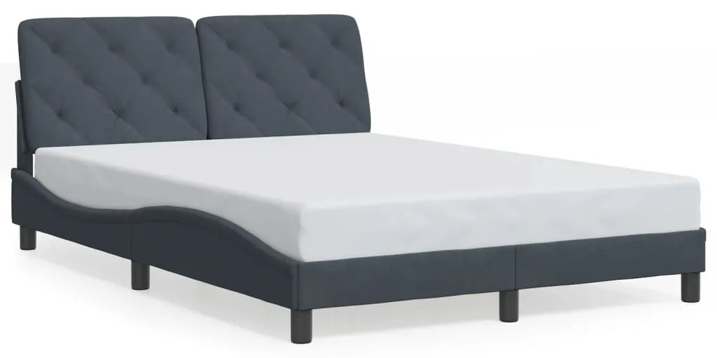 Estrutura de cama c/ luzes LED 120x200cm veludo cinzento-escuro