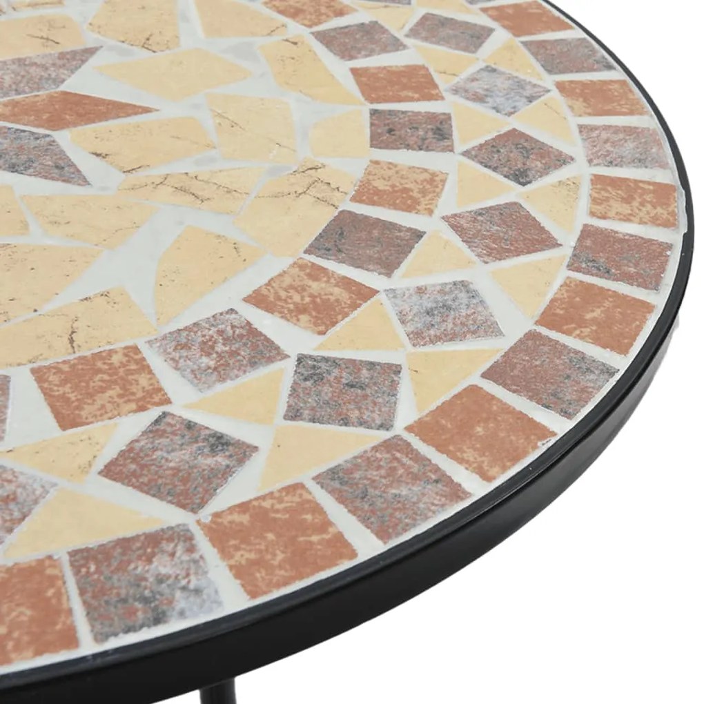 Conjunto de bistrô mosaico ferro e cerâmica terracota e branco