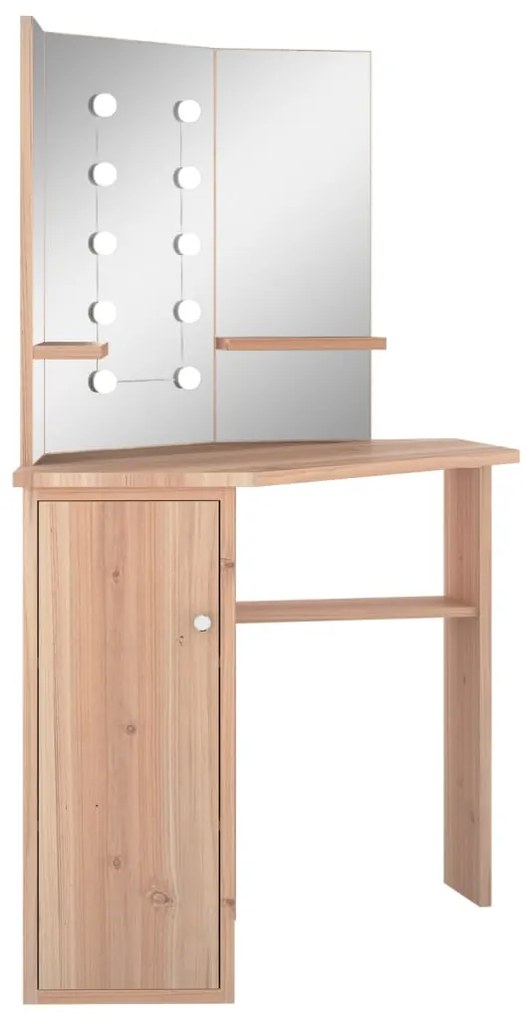 Toucador de canto com LED 111x54x141,5 cm carvalho