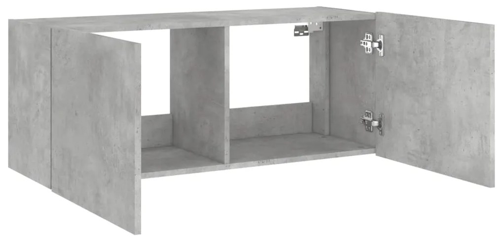 Móvel de parede p/ TV c/ luzes LED 100x35x41 cm cinza cimento