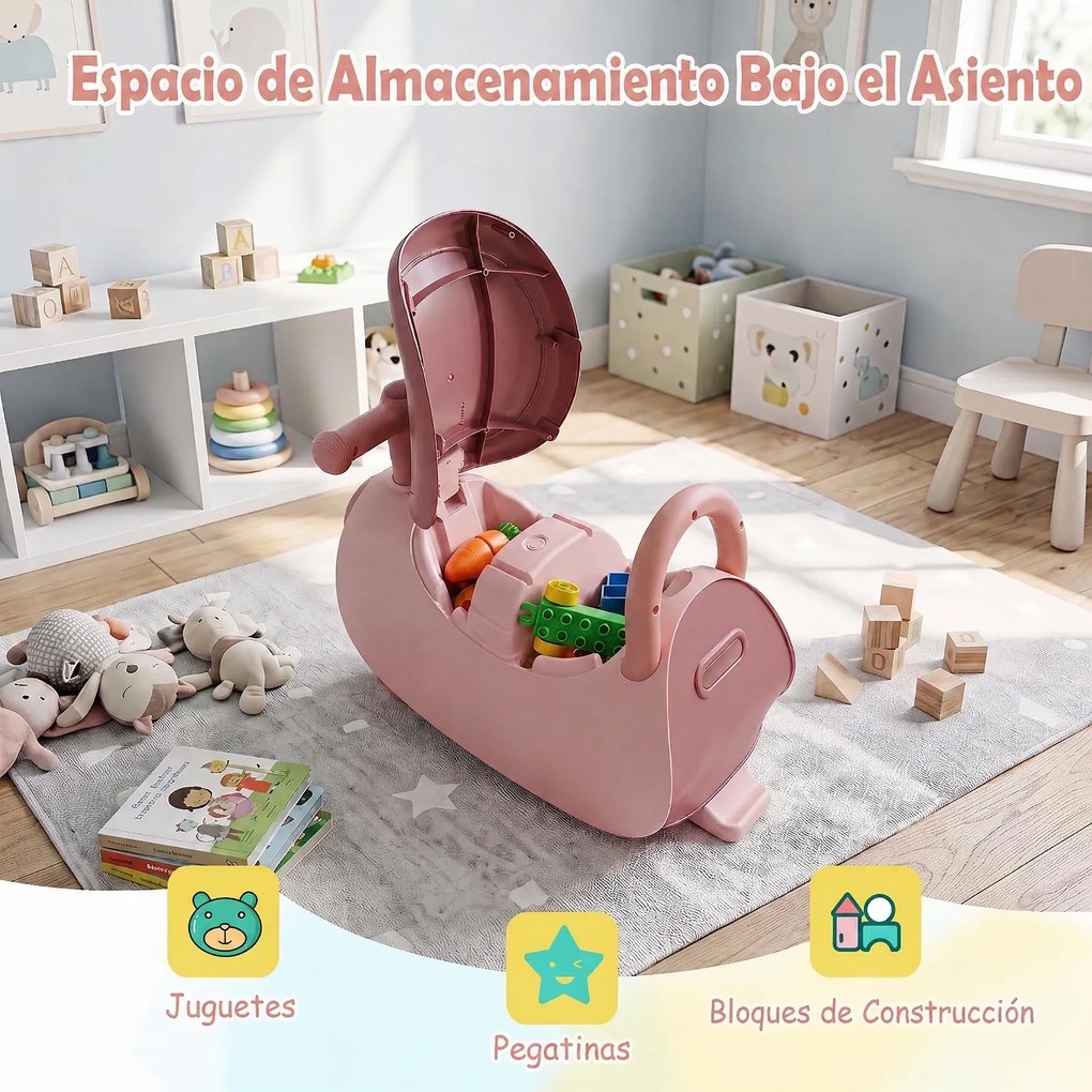 Veículo Deslizante Infantil, 47 x 21 x 34,5 cm, Efeitos Sonoros e Luminosos, Cor-de-rosa