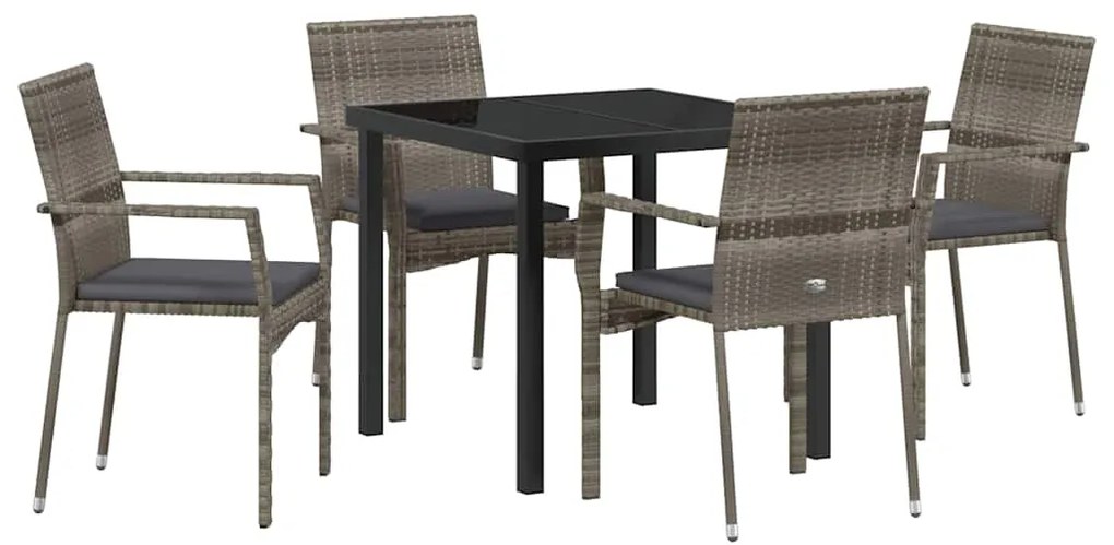 Conjunto de 4 Cadeiras de Jardim 5 pcs Cinzeto 80 x 80 x 73 cm